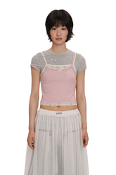 Faux 3 - Piece Layered Look Lace Trim Tee - COPPING THREADS - MOROMORO